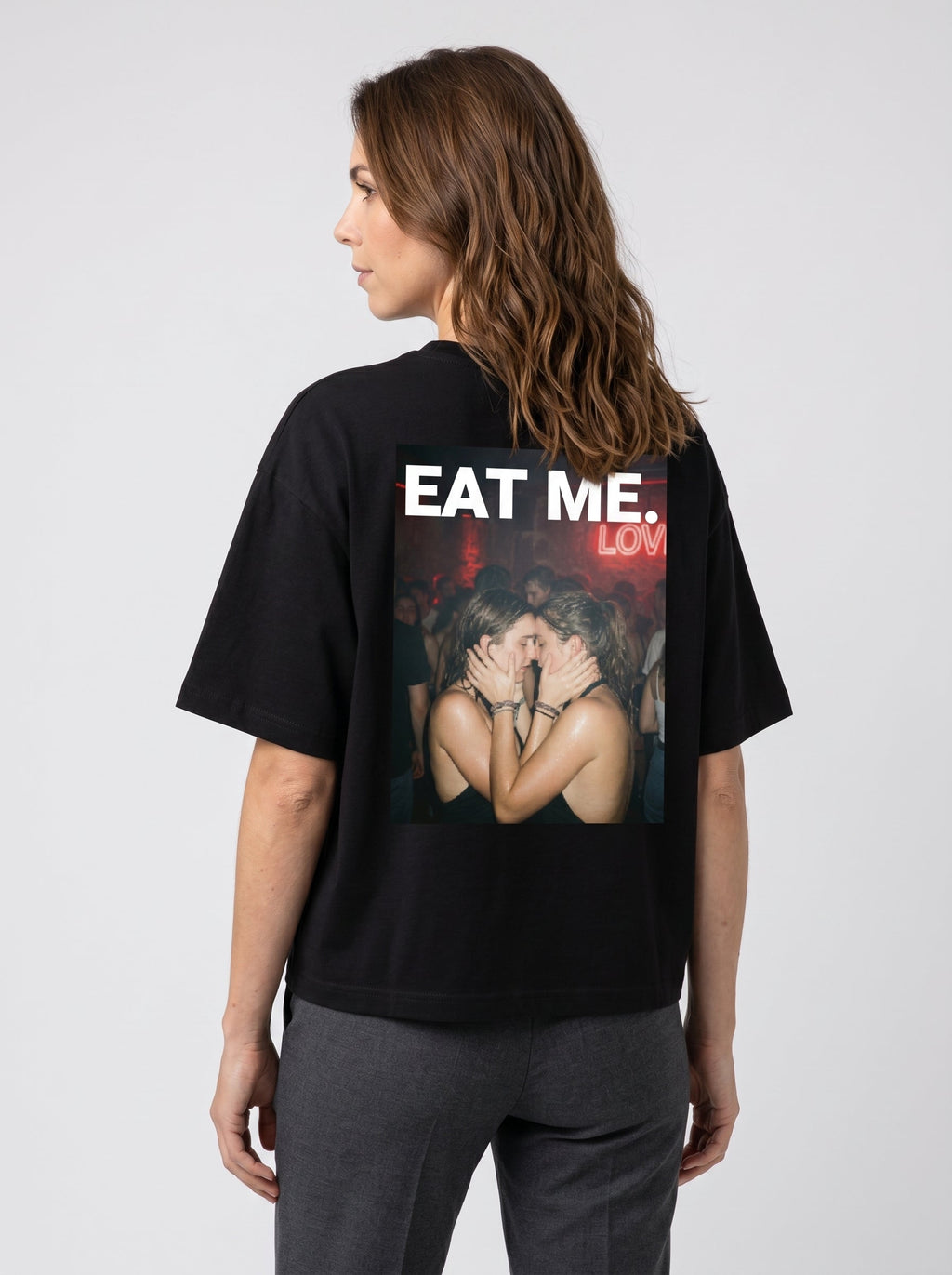 Eat Me Oversized Shirt Schwarz Rückenprint – The Ritual.