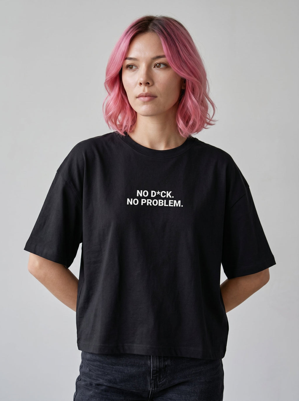 No D*ck No Problem Oversized Shirt Schwarz Vorderseite – The Ritual.