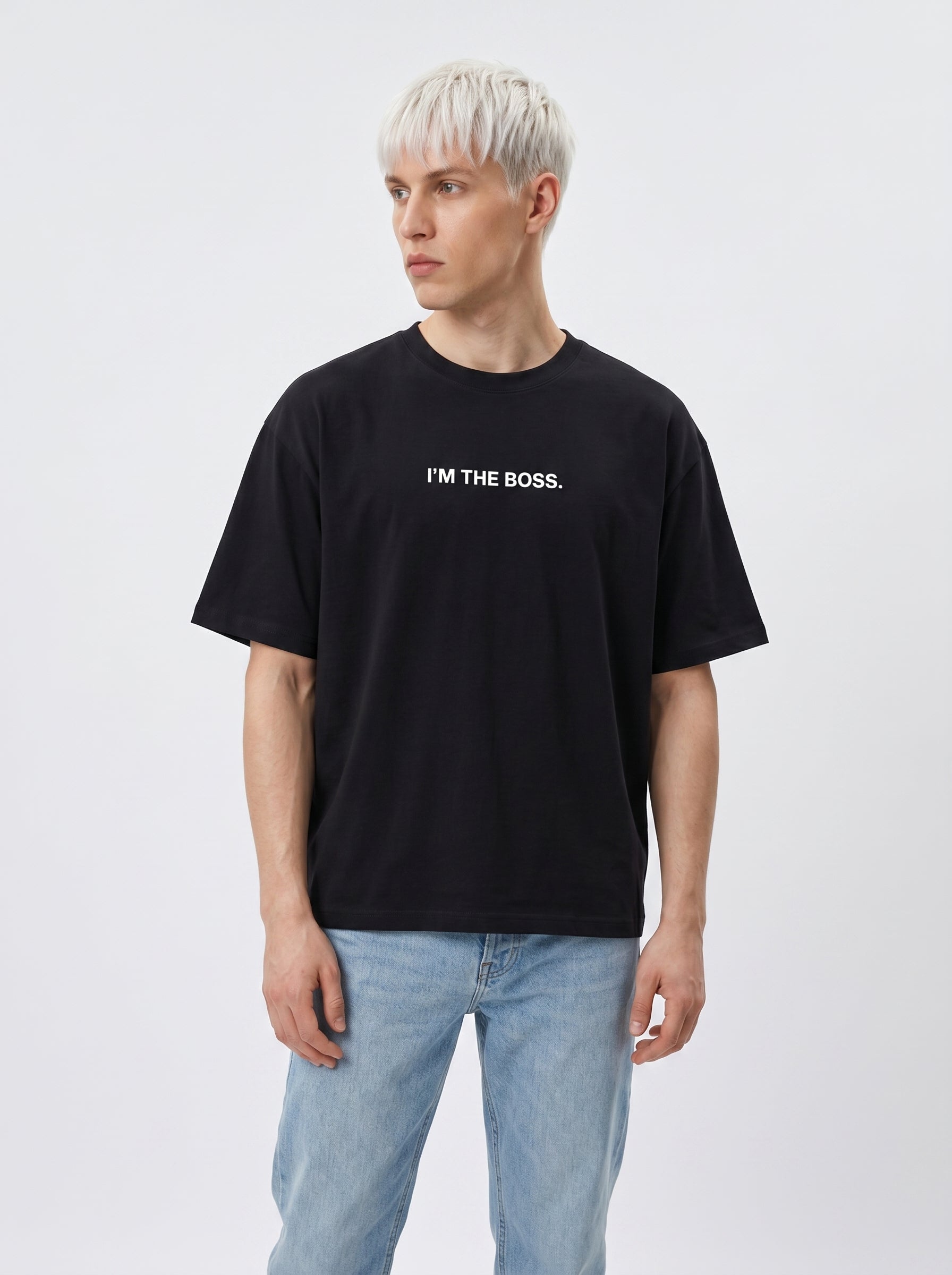 I'm The Boss Oversized Shirt Schwarz Vorderseite – The Ritual.