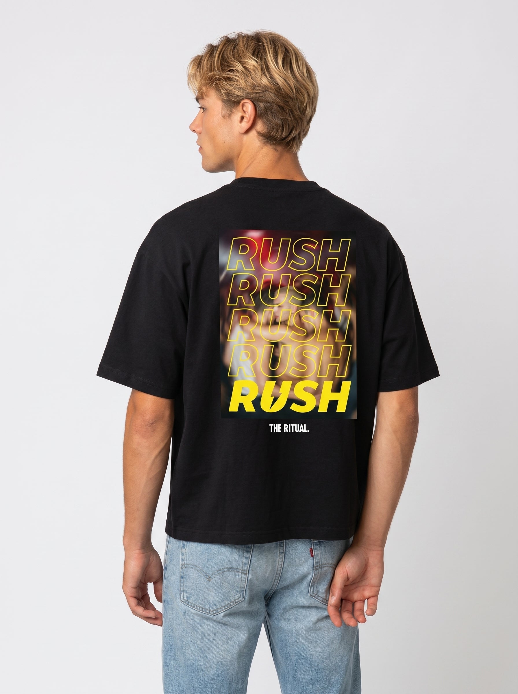 Rush Oversized Shirt Schwarz Rückenprint – The Ritual.