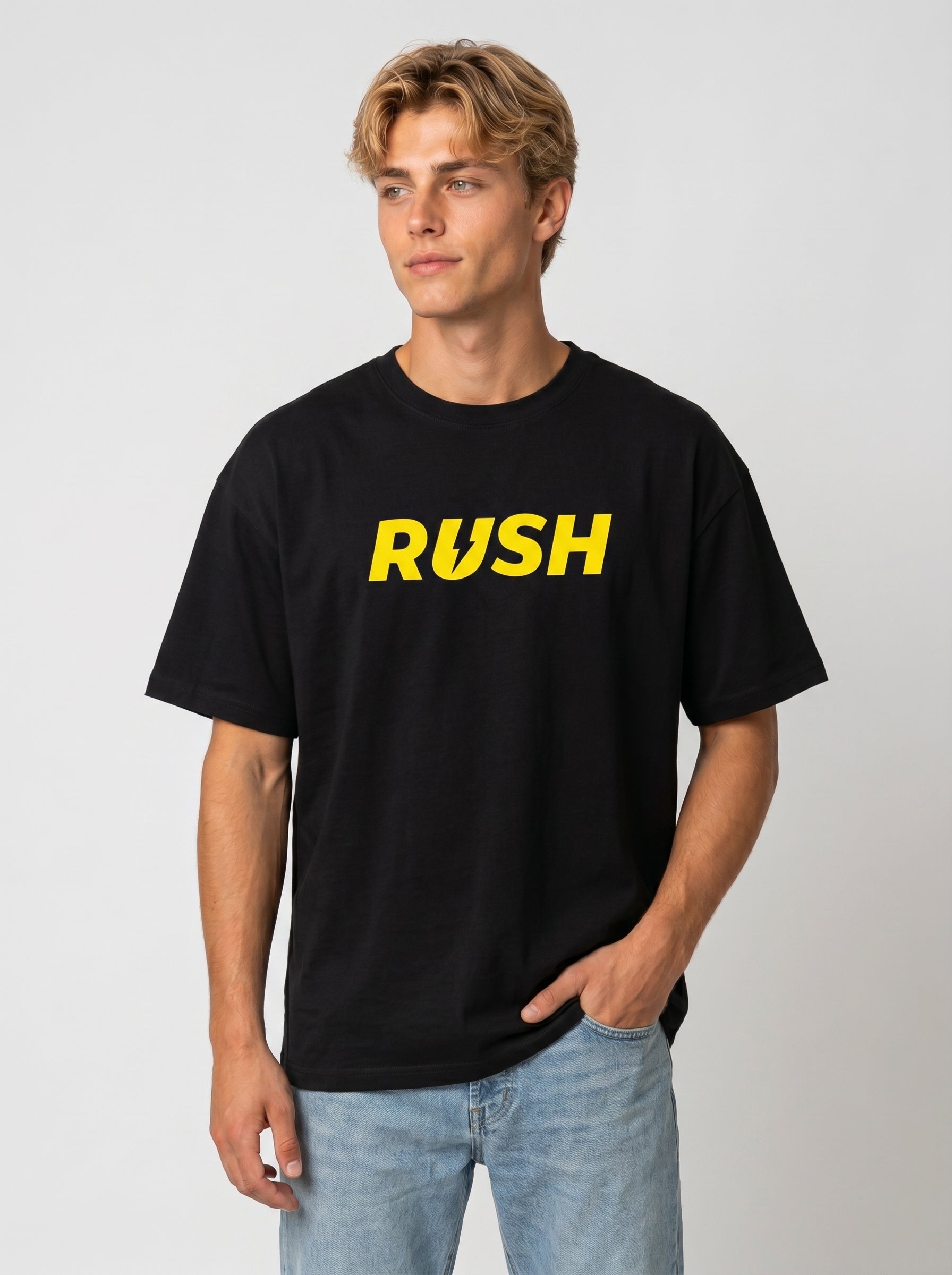Rush Oversized Shirt Schwarz Vorderseite – The Ritual.