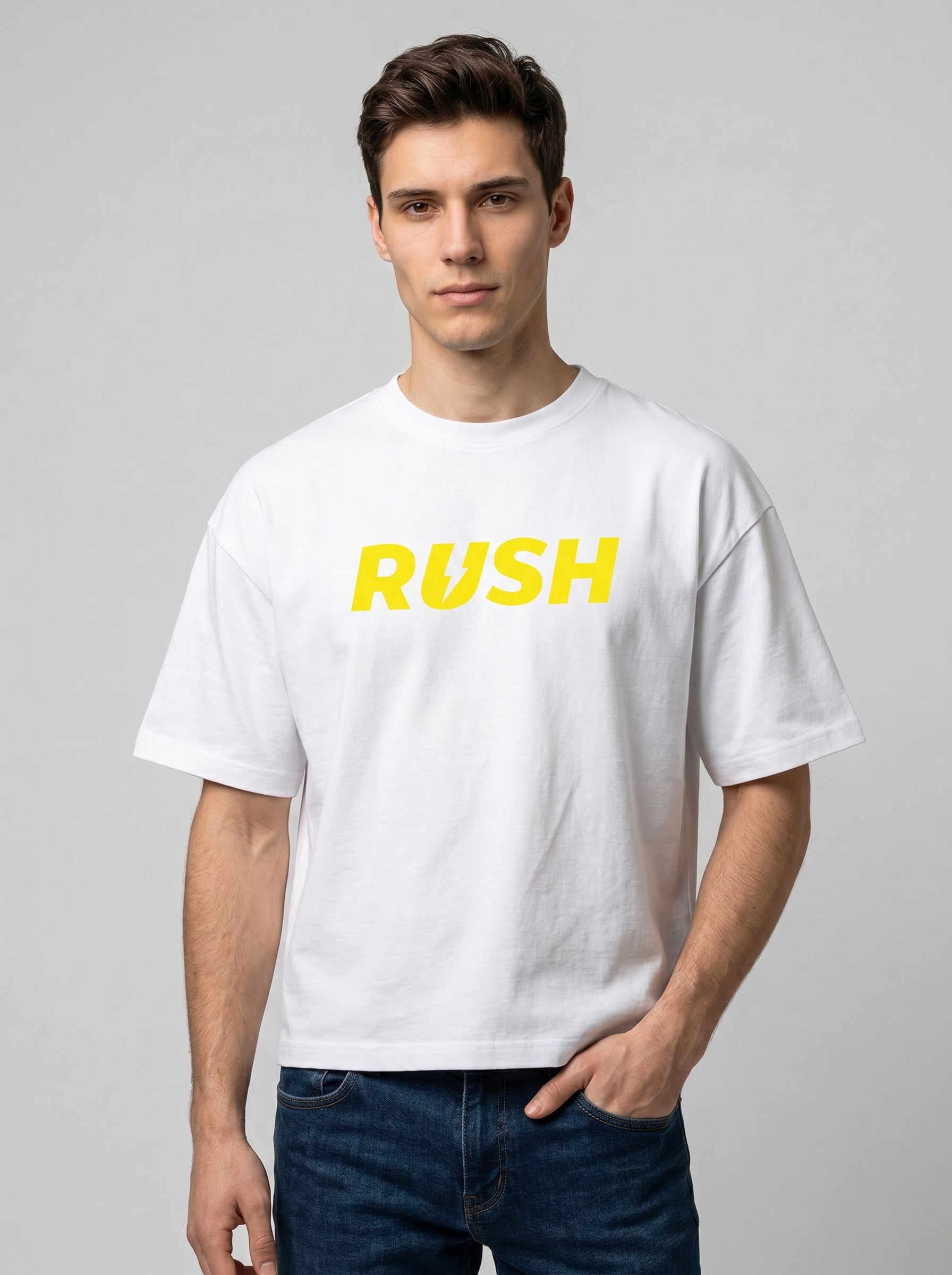 Rush Oversized Shirt Weiß Vorderseite – The Ritual.