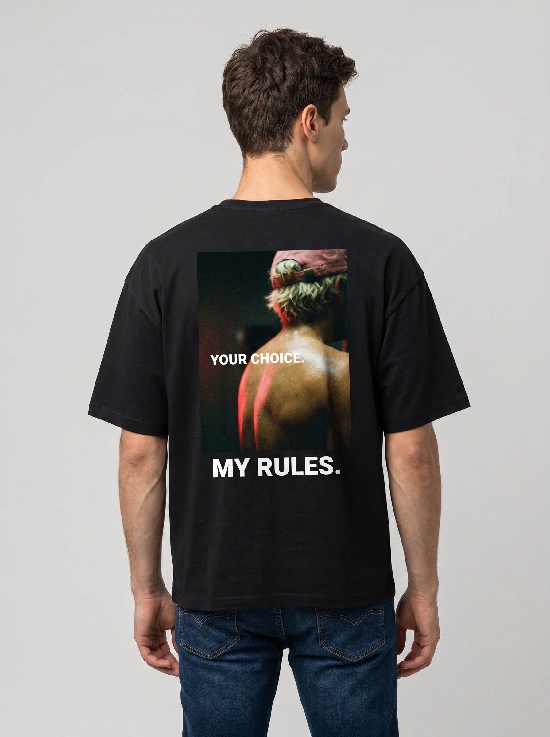 Your Choice My Rules Oversized Shirt Schwarz Rückenprint – The Ritual.