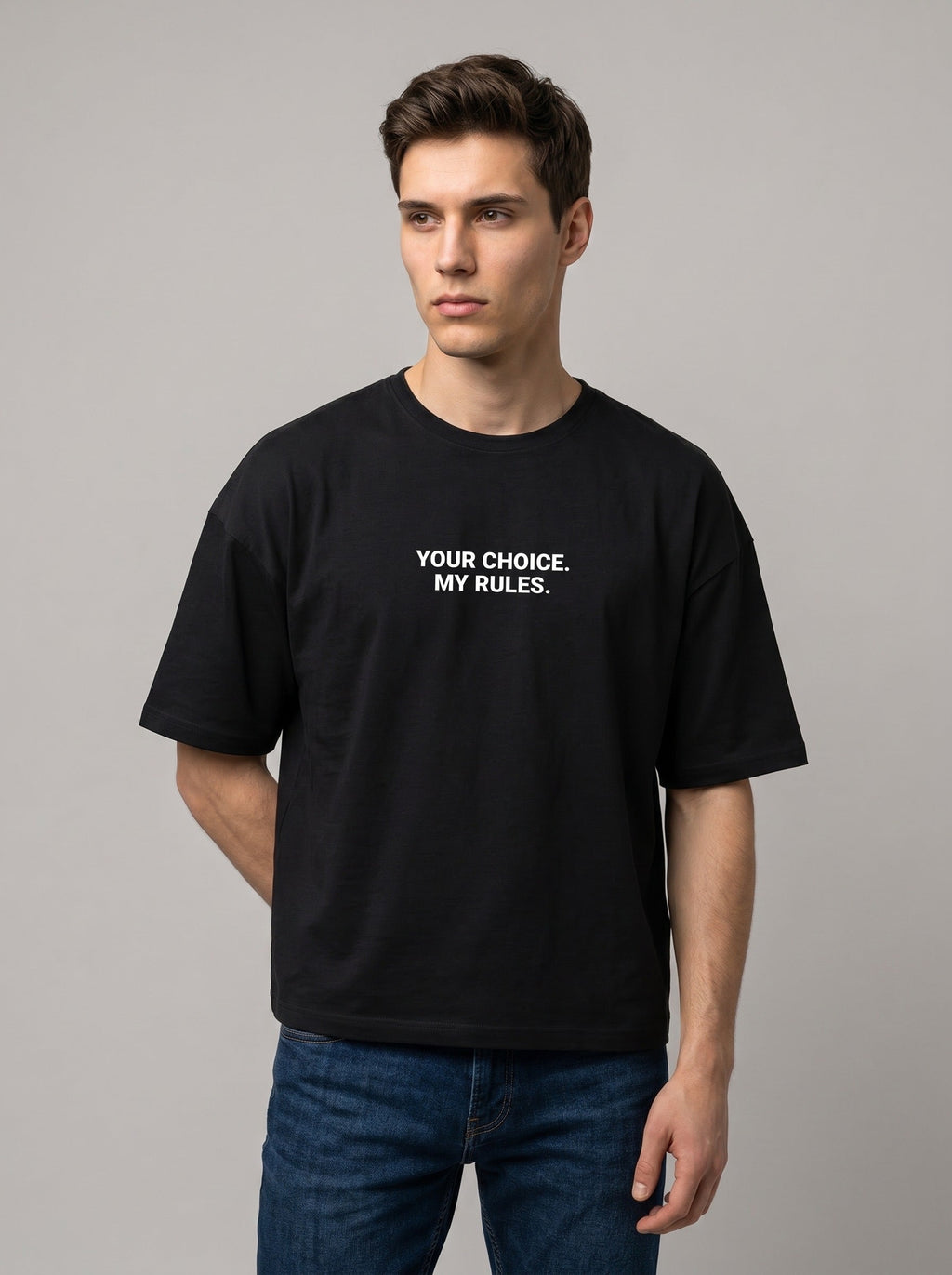 Your Choice My Rules Oversized Shirt Schwarz Vorderseite – The Ritual.