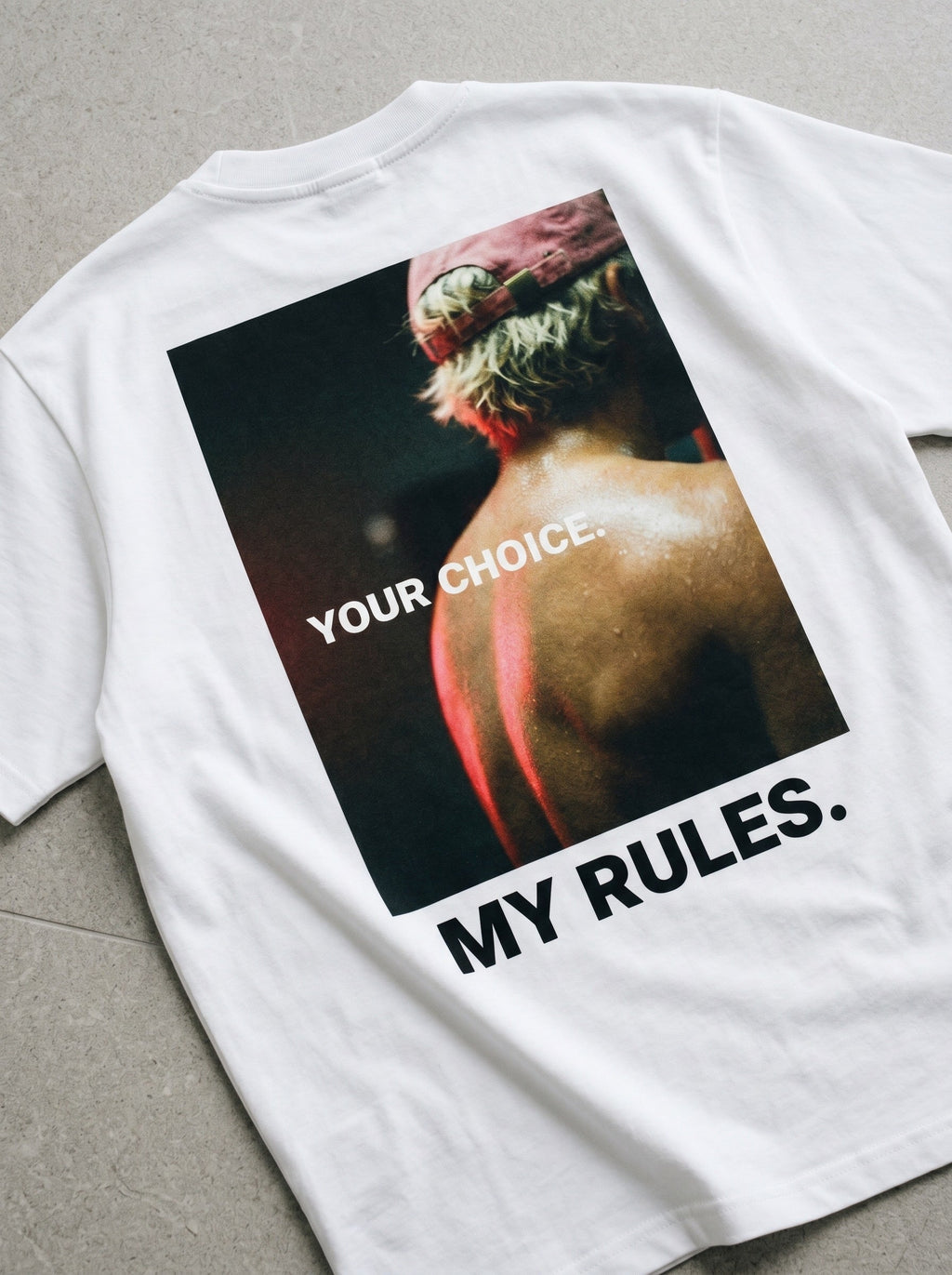 Your Choice My Rules Oversized Shirt Weiß Flatlay – The Ritual.
